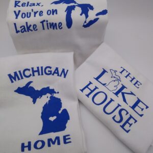 Blue White Michigan Tea Towels