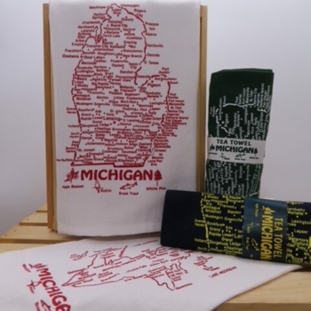 Tea Towels – Michigan With Cities On